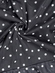 LYSMO Váy ngủ chấm bi hở chân hở vai thời trang xuân/hè cho nữ - màu đen - Xem 8