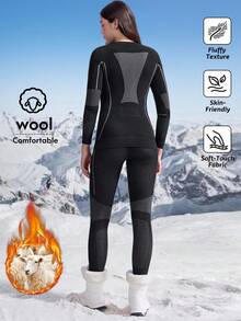In My Nature Ropa interior térmica de lana merina para mujer, adecuada para esquiar, deportes, ciclismo, otoño/invierno