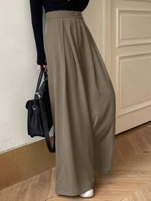 Dazy Tall 女士宽松阔腿休闲裤 - 咖啡棕 - 查看 3