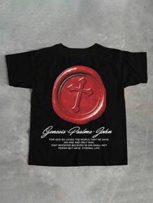 Glimmora 男士休闲十字架标语印花T恤，夏季 - 彩色 - 查看 2