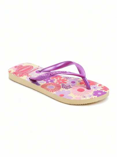 Havaianas HAV. KIDS Women's Casual Floral Pattern Comfortable Flat Flip Flop Sandals, Versatile For Daily Wear