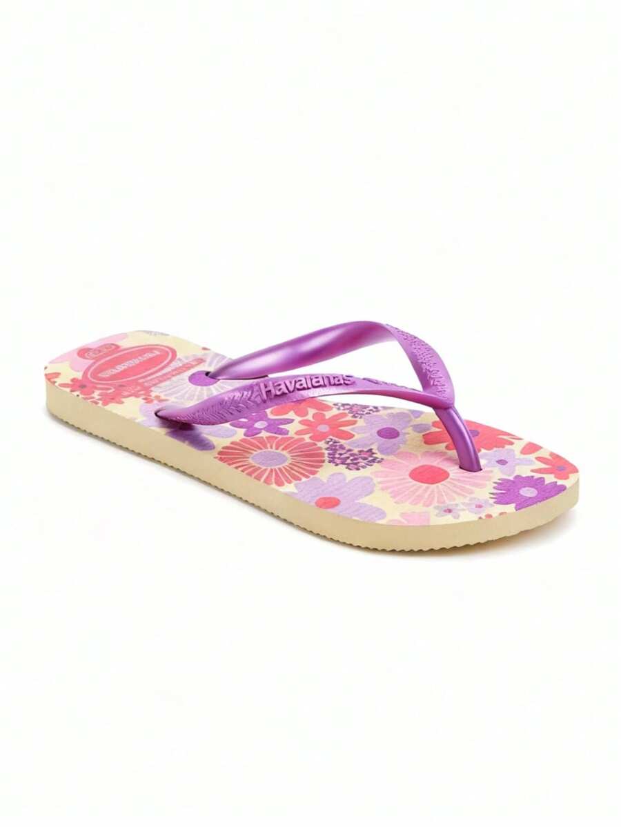 Havaianas HAV. KIDS 女士休闲花卉图案舒适平底人字拖凉鞋，适合日常穿着 - 駝色 - 查看 1
