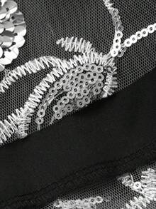 DAZY Abito elegante da donna per pendolarismo, con paillettes, ricamo e inserti in rete, abito da sole primaverile - Multicolore - Visualizzare 8