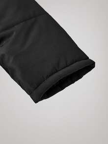 Officeau Men's Winter Padded Coat, Thermal Lined, Thickened Padded Coat With Fur Collar And Hooded Zipper - Black - View 5