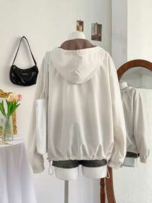 Lalippa 女士连帽拉链休闲百搭长袖常规外套 - 杏色 - 查看 2