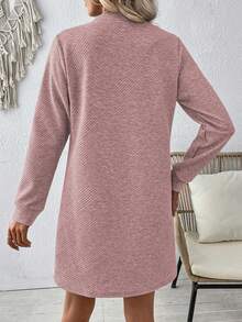SHEIN LUNE Vestido de manga larga regular de unicolor casual - Rosa vieja - Ver 2