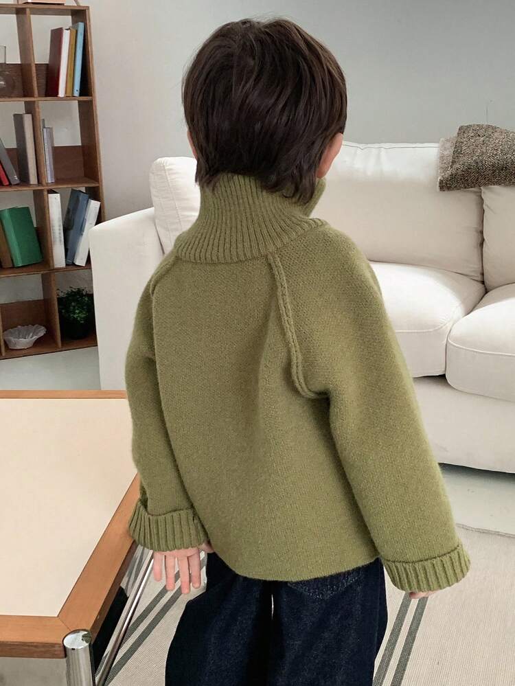 Toddler Boys' Solid Color Raglan Long Sleeve Sweater, Autumn/Winter