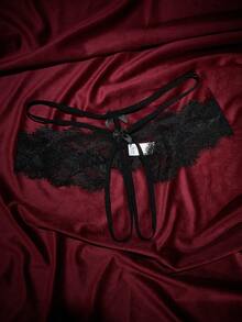 SpicyHot Women's Sexy Lace Patchwork Crotchless Panties - Black - View 1