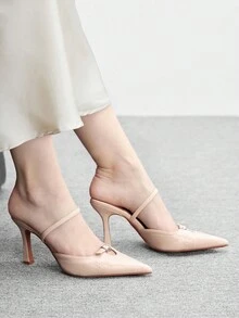 CUCCOO BIZCHIC 女士优雅尖头搭扣高跟鞋，适合通勤 - 杏色 - 查看 3