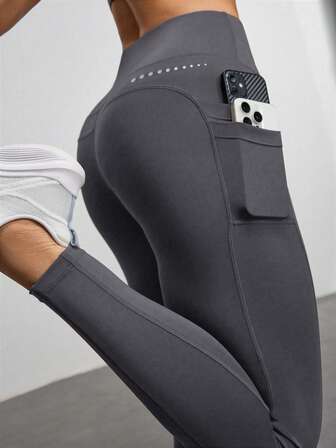 Eassivo Eassivo Dam enfärgade höga midjefickor casual fitnessleggings