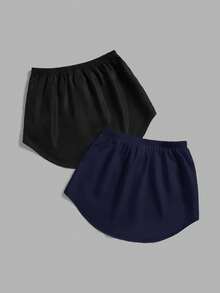 SHEIN Essnce Sweatshirt Mate Women's Casual Shirt Hemline Fake Layered Wearing Tool Versatile All-Match Skirt White Edge Hem Butt Cover - Navy Blue - View 2