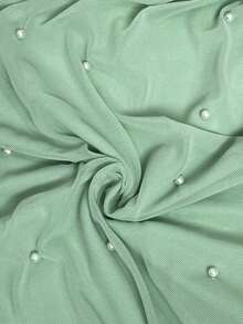 Firerie Women's Elegant Sage Green Off-Shoulder Pearl Decor Ruffle Fitted Slim Summer Party Formal Wedding Date Maxi Dress - Green - View 10