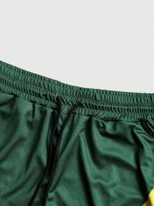 ROMWE MEN Prep 男士T恤套装，休闲运动巴西配色T恤套装，春夏款 - 黃色 - 查看 7