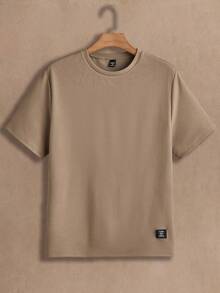 HIMLAND 3pcs Pack Men Knitted Casual Short Sleeve Basic T-Shirt, For Going Out, For Husband