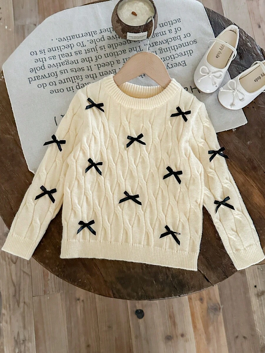 LMoss Kids LMoss Young Girl Young Girl Casual Sweater With Bow Decoration - Mustard Yellow - View 1