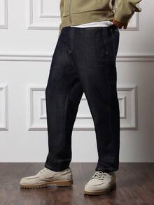 Quần jeans nam SUMWON ống đứng cổ điển, màu denim tối, thiết kế năm túi truyền thống và phom dáng vừa vặn, thích hợp cho trang phục thường ngày. - Màu xanh lam - Xem 4