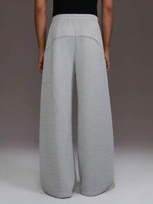 STYNVO Celana Jogging Kasual Warna Polos Longgar dengan Tali Serut di Pinggang, Potongan Lebar untuk Pria, Celana Jogging Abu-abu Model Flare, Celana Jogging Abu-abu, Celana Longgar dan Longgar - Grey - View 2