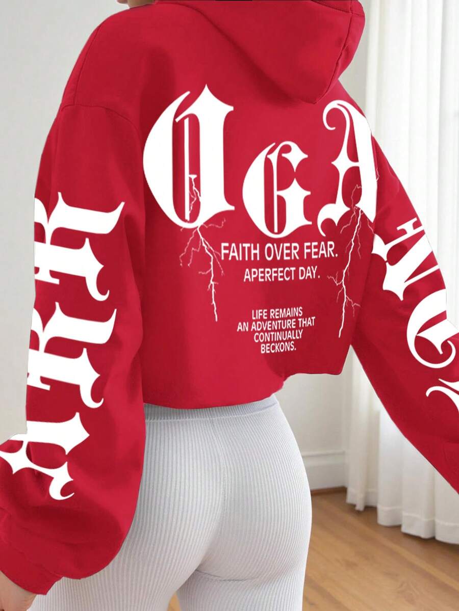SHEIN EZwear Casual Minimalist Sweatshirt, Suitable For Summer Graduation,Back To School,Graduation,Teacher,Back To School Pullover Fall - Red - View 1