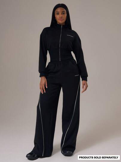 Musera Sport Sport Contrast Piping Wide Leg Joggers Tracksuit Bottom Only Autumn Fall Winter Activewear Sport Gym Workout Alloy