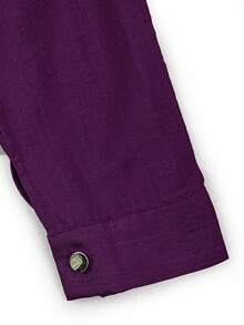 Franclia Plus Size Elegant Commuter Solid Color Front Button Dress Purple Midi Dress Plum Dress Elegant Midi Dress Long Sleeve Elegant Dress Purple Elegant Dress Women