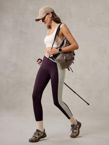 OutZeal 女士吸湿排汗柔软交叉腰侧口袋运动紧身裤日常休闲普拉提瑜伽