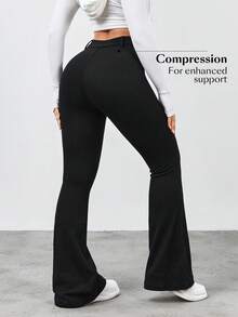 Flexra Quần jeans ống loe ôm vừa vặn màu trơn thời trang đa năng dành cho nữ - màu đen - Xem 2