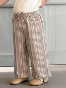 DAZY Toddler Girls' Striped Casual Loose Bottoms - Beige - View 1