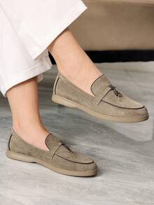 Sleekvia Women Casual Versatile Commute Simple Flats For Christmas Valentine's Day - Light Grey - View 5