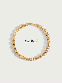 Glisma Vòng tay mạ vàng 18K đính đá Cubic Zirconia nhiều màu sắc, hình bầu dục bất đối xứng, kiểu dáng thanh lịch, sang trọng, phù hợp với nhiều trang phục, chất liệu kim loại/có họa tiết, thích hợp cho mùa thu/đông, cao cấp, dành cho mẹ, phong cách cổ điển, vàng, đá quý. - Nhiều màu - Xem 7