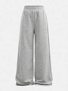 Girlism Tween Girl Loose Fit Pocket Decor Wide Leg Pants, Light Gray - Light Grey - View 1