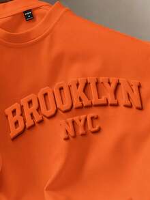Manfinity Joysei Orange Knit Men's Standard Size Crew Neck Short Sleeve T-Shirt - Orange - View 2