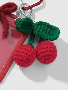ROMWE Kawaii 1件甜美时尚高品质学院风秋冬红色毛绒球毛线蝴蝶结可调节挂绳纯色透明校园卡证件套DIY钥匙扣包饰，适合上班族、学生日常佩戴及情人节礼物 - 紅色-92 - 查看 8