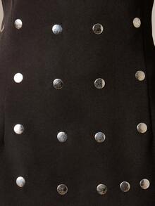 AiiRZ 高领无袖铆钉中长连衣裙，饰有金属装饰，适合派对晚宴等场合 - 黑色 - 查看 4