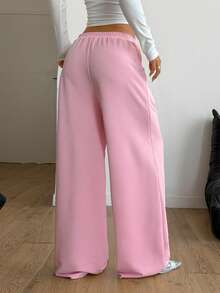 Coolane Women's Winter Basic Sport Going Out Streetwear Fashion Daily Wear Casual Comfortable Pink Baggy Low Rise  Corduroy Textured Long Pants - Pink - View 6