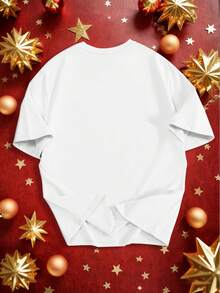 Manfinity Homme Kaos Pria Kasual Lengan Pendek Leher Bulat dengan Cetakan Slogan - Putih - View 3