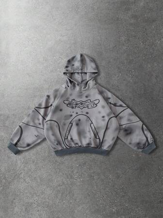 هودي كاجوال بأكمام طويلة مطبوع بطراز الشارع للرجال