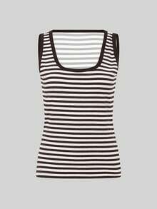 Glimmora 女士休闲条纹背心，夏季 - 彩色 - 查看 3