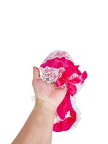 Lace Trim, Satin, Bow, Backless, Crossdressing, LGBTQ, Cosplay, Men's Sexy Lingerie - Multicolor - View 4