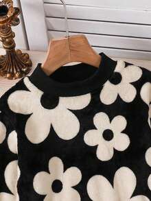 Emery Rose Kids Emery Rose Kids 少女心形图案长袖抓绒卫衣，心形印花套头衫，休闲、运动、户外、优雅 - 彩色 - 查看 5