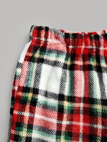 Tween Girl Red And White Plaid Pajama Set,Autumn Casual Lounge Long Sleeve Round Neck Fleece Top&Plaid Pants,Teen Fluffy Soft 2 Piece Sleep Wear Set - Red - View 8