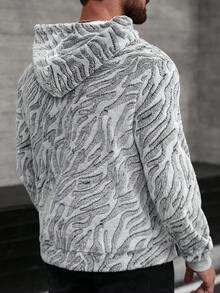 Manfinity CasualCool Men's Mature Casual Zebra Print Drawstring Hoodie Sweatshirt, Suitable For Daily Wear, New Year Holiday, Parties, Dinners, Gift For Friends, Husband, Boyfriend Men Sweater Hoodie Gray Graphic Hoodie Zebra Print Men Mens Hoodies Casual Mens Letter Graphic Print Zip Up Hoodie - Multicolor - View 2