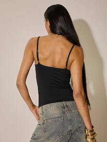 SHEIN BAE Women's Black Sequin Embroidered Camisole/Sexy Tank Top/Club Top/Summer Holiday Outfits/Carnival Women Look 2026/Going Out Tops/Y2K Top/Glitter Top/Black Top/Party Outfit/Music Festival Outfit, Street Style, Casual Outings White Cashmere Top, Fall/Winter Warm Top, Outerwear Layering White Top White Women's Top One Shoulder Tops - Black - View 2