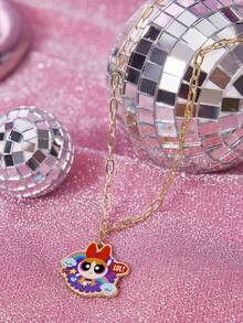 THE POWERPUFF GIRLS X SHEIN 1 chiếc vòng cổ thời trang họa tiết hoạt hình, kiểu dáng sang trọng, phù hợp cho nhiều bữa tiệc, buổi hòa nhạc/lễ hội - Vàng - Xem 4