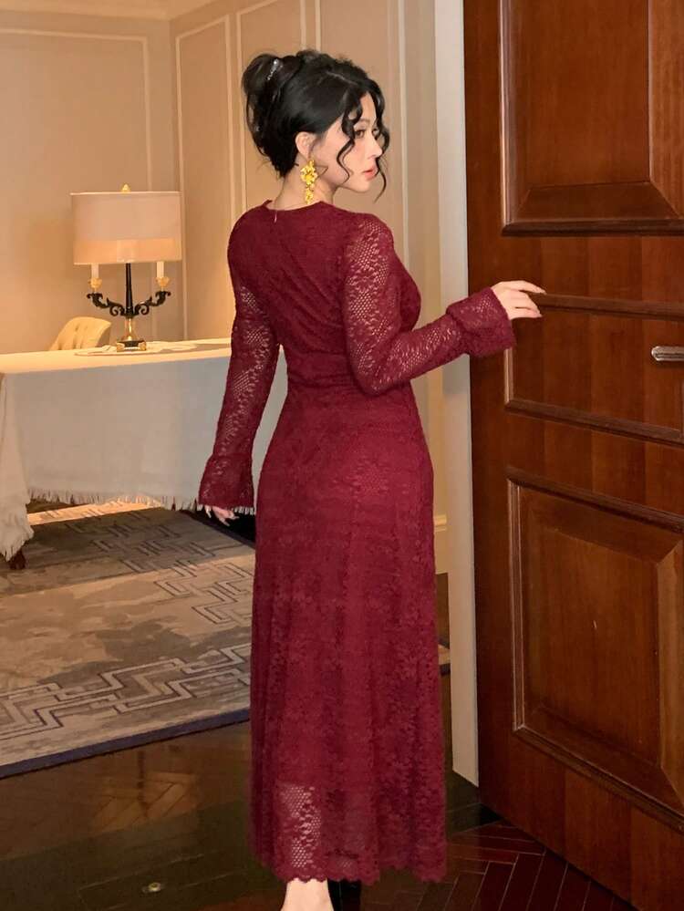 Elegant Lace Dress, Formal Gown, Graceful And Charming Valentine's Day Maxi Dress