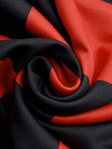 ROMWE MEN Street Life Áo nỉ chui đầu nam, Áo nỉ polo in họa tiết ô vuông phong cách Street American Daily - Đỏ - Xem 7