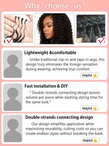 Boho Braids 100%真人发丝，深波浪羽毛线波西米亚风钩编发，真人发沙龙级丝滑无痕隐形接发，适合发量较少的女性，微环预编真人发接发 - S4 - 查看 7