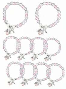 12 Hollow Cross Bead Elastic Bracelets, Suitable For First Communion, Wedding Ceremonies, Birthday Gifts, Baptism Gifts, Souvenirs - Multicolor - View 9