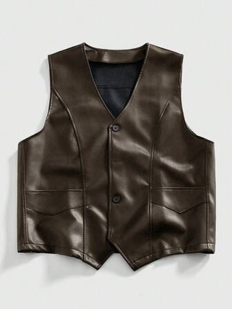 Street Life Men's Fashion Street Casual Commuter Leather Vest