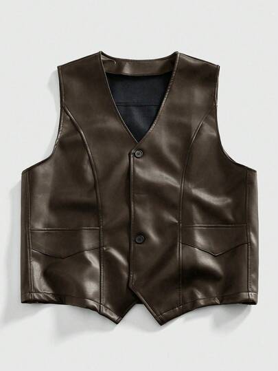 Street Life Gilet di pelle casual da uomo per lo stile di strada e per il pendolarismo