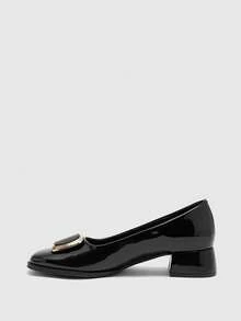CUCCOO BIZCHIC Les nouveaux talons hauts pour femmes à bout carré avec une conception de boucle sont élégants et polyvalents, convenant aussi bien pour le travail que pour le bureau. - Noir - Voir 5